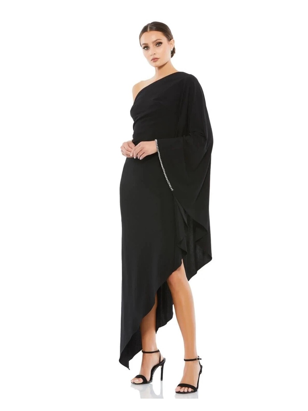 Mac Duggal Black One-Shoulder Draped Evening Gown - Size / Style 11247